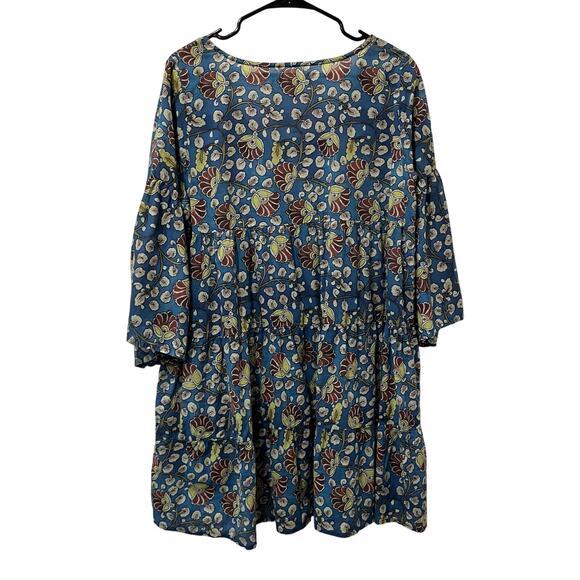 Natural Life Blue Boho Floral Tiered Tunic Dress Sz XL Festival Hippie - Picture 2 of 6